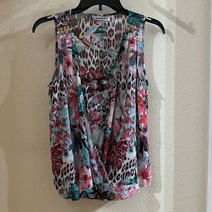 Jennifer Lopez Sheer Multicolored Top with Silver Straps